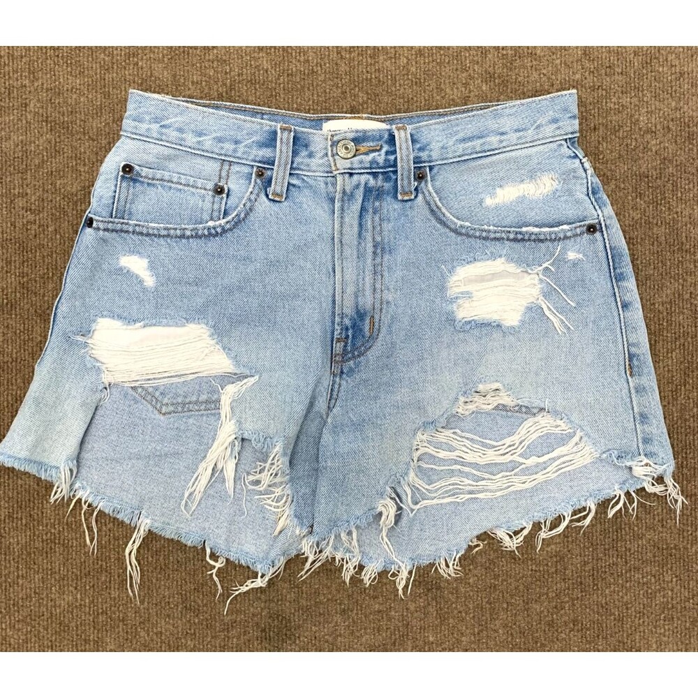 Abercrombie & Fitch Shorts Womens 26 Boyfriend Curve Love Distressed Denim